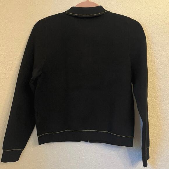 Roch Perel Collared Cardigan XS Black Button Chic Minimalist Quiet Luxury Work - Picture 6 of 10